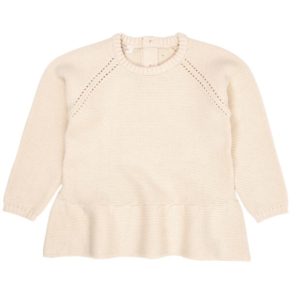 Copenhagen Colors Strik Bluse med flæse - Cream - 80 cm