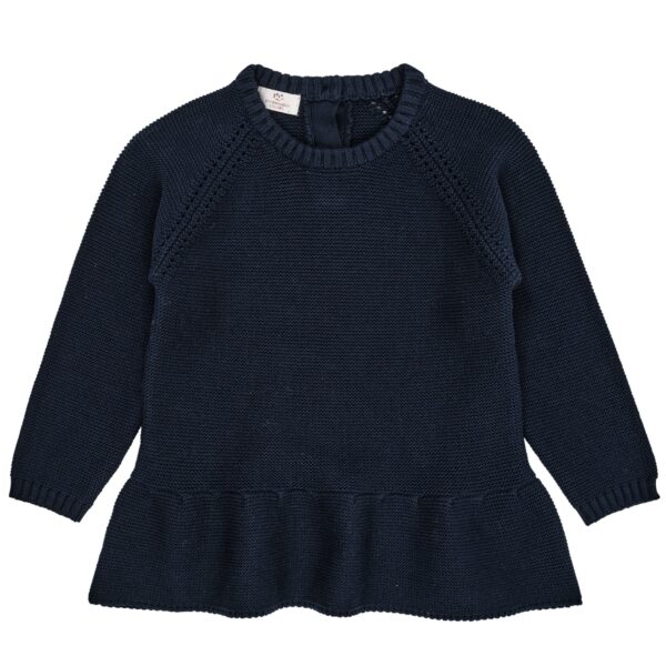 Copenhagen Colors Strik Bluse med flæse - Navy - 80 cm