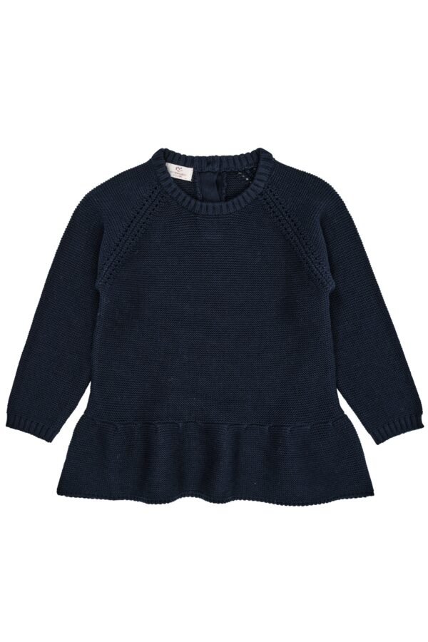 Copenhagen Colors Strik Bluse med flæse - Navy - 80 cm