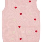 Copenhagen Colors Strik Vest med hjerter - Dusty Rose - 80 cm