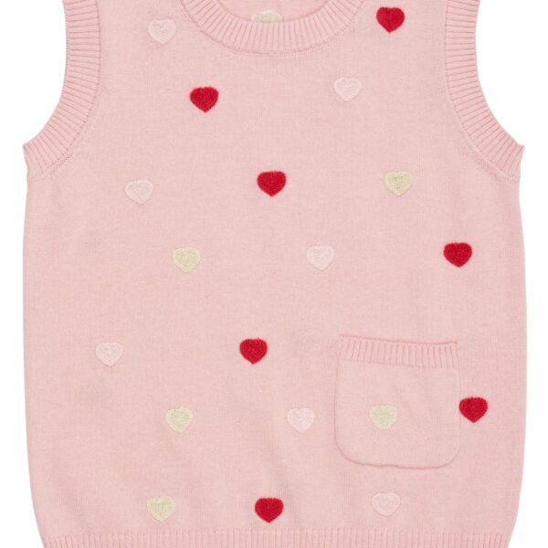 Copenhagen Colors Strik Vest med hjerter - Dusty Rose - 80 cm
