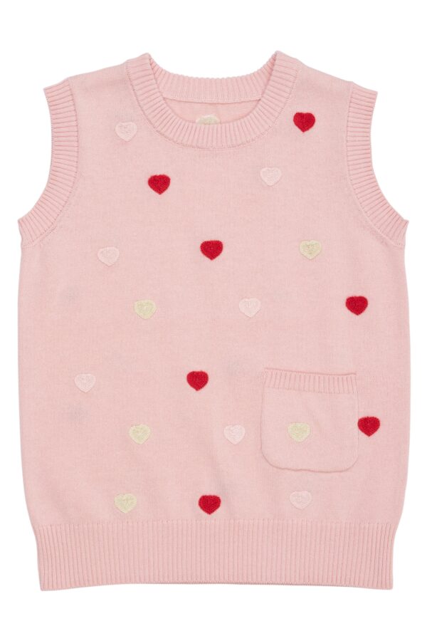 Copenhagen Colors Strik Vest med hjerter - Dusty Rose - 80 cm