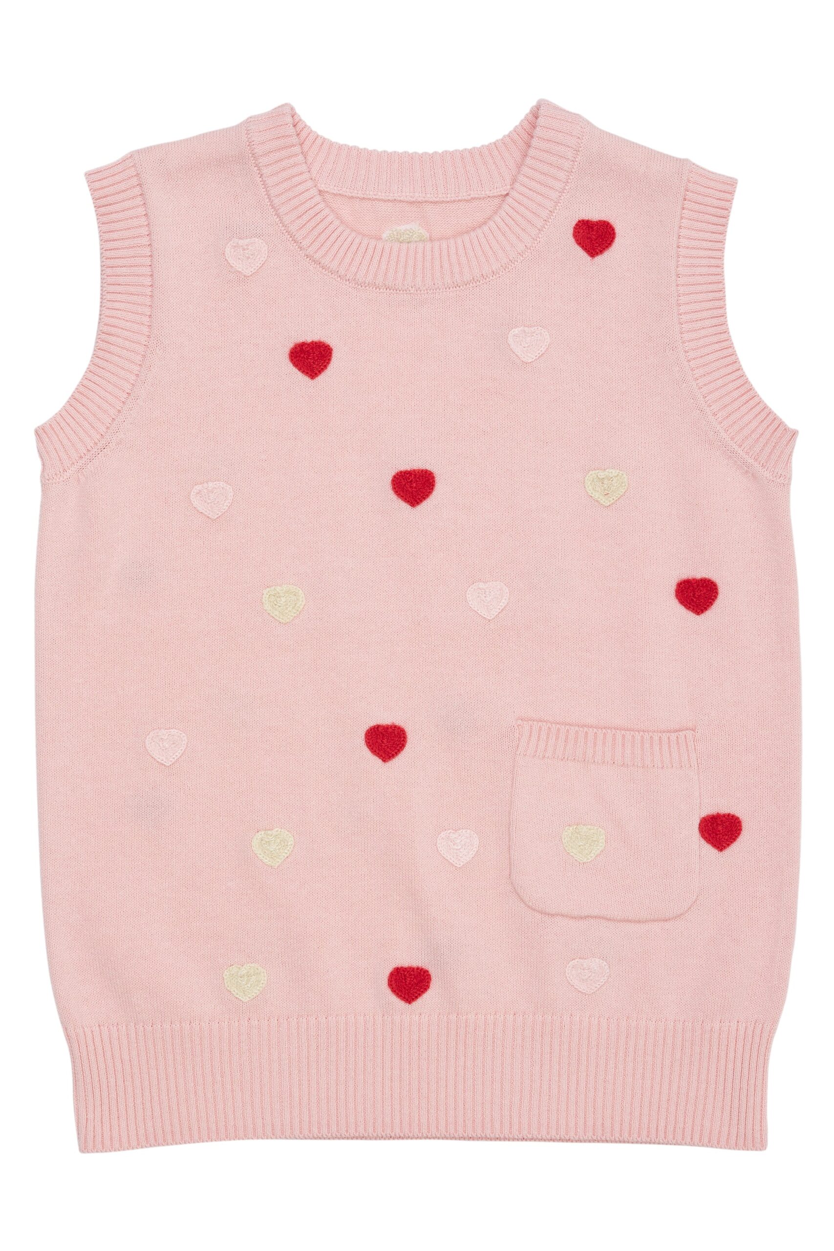 Copenhagen Colors Strik Vest med hjerter - Dusty Rose - 80 cm