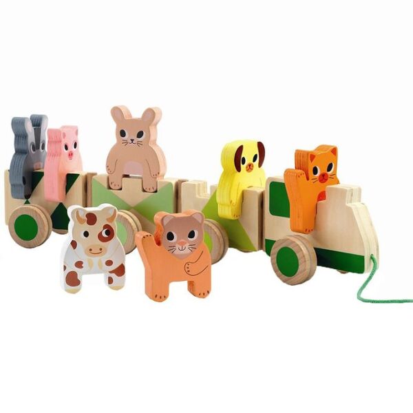 Djeco Aktivitetstog - Træ - Bondegårdsdyr