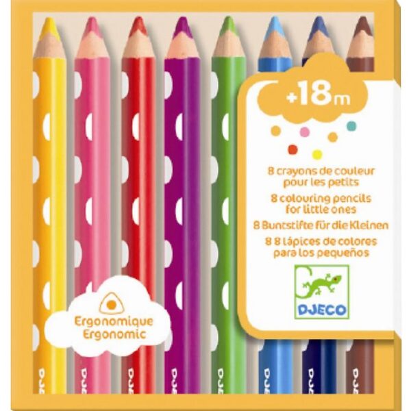 Djeco Farveblyanter - Korte - 8 stk. - Multifarvet