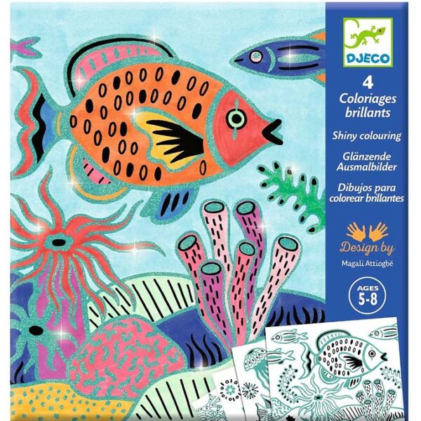 Djeco Farvelægningskort - 4 Stk. - Under The Sea