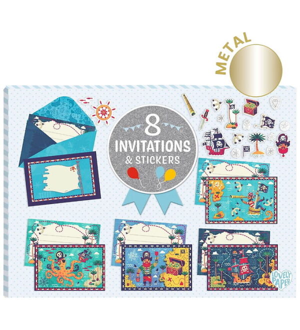 Djeco Invitationer - 8 Stk. - Pirater