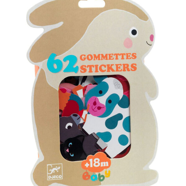 Djeco Klistermærker - 62 stk. - Båndegårdsdyr