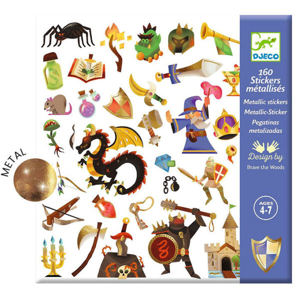 Djeco Klistermærker - Metallic - 160 stk. - Fantasifulde Middela Djeco Klistermærker - Metallic - 160 stk. - Fantasifulde Middela