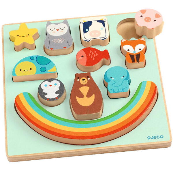 Djeco Puslespil - 11 Brikker - Træ - Puzz & Boom Rainbow