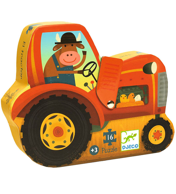 Djeco Puslespil - 16 Brikker - The Tractor