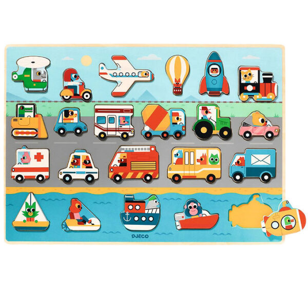 Djeco Puslespil - 22 Brikker - Puzzlo Vroom