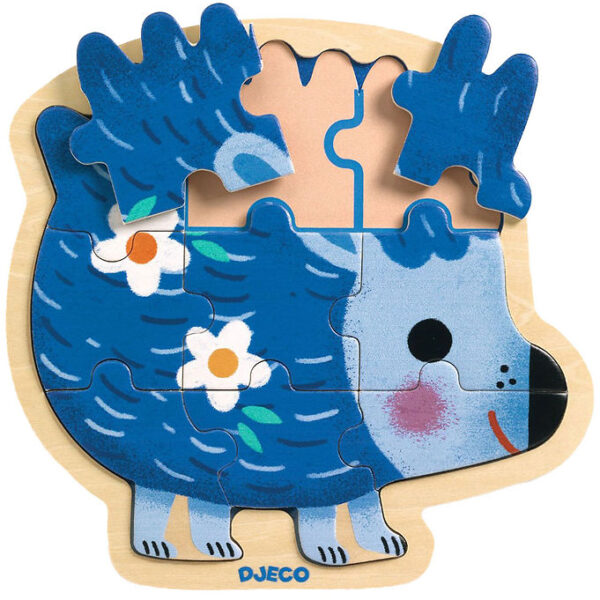 Djeco Puslespil - 9 Brikker - Træ - Pindsvin