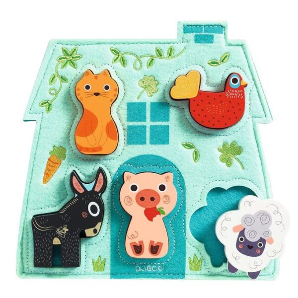 Djeco Puslespil - Træ - 5 Brikker - Mouki