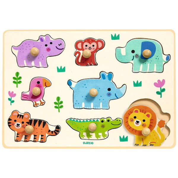 Djeco Puslespil - Træ - Hippo'n'co - 8 Brikker