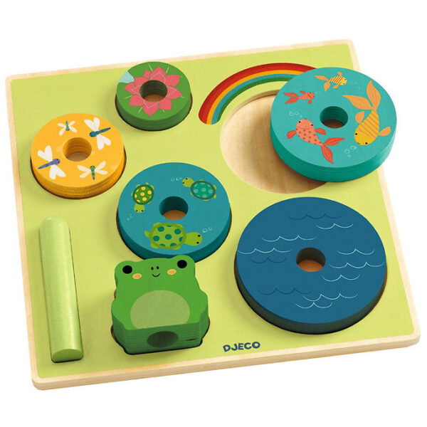 Djeco Puslespil/Stabelelegetøj - 8 Dele - Træ - Rainbow