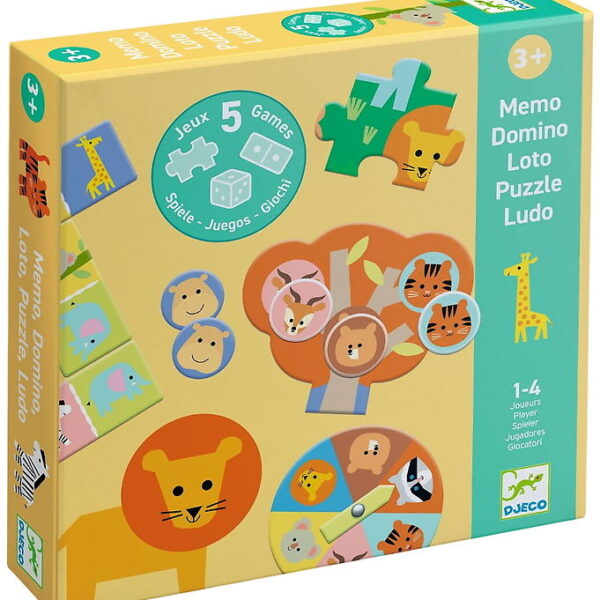 Djeco Spil - 5-i-1 - Wild Animals Djeco Spil - 5-i-1 - Wild Animals