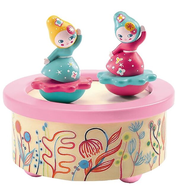 Djeco Spilledåse - 12 cm - Træ - Blomster Djeco Spilledåse - 12 cm - Træ - Blomster