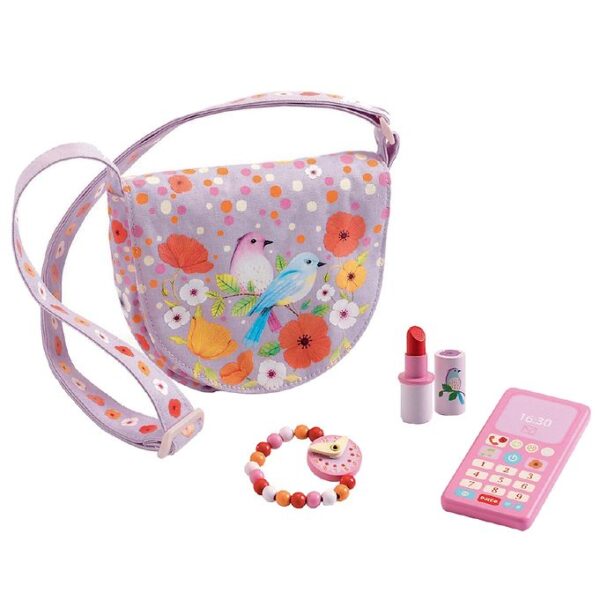 Djeco Taske m. Tilbehør - Birdie's - Lys Lilla m. Fugle