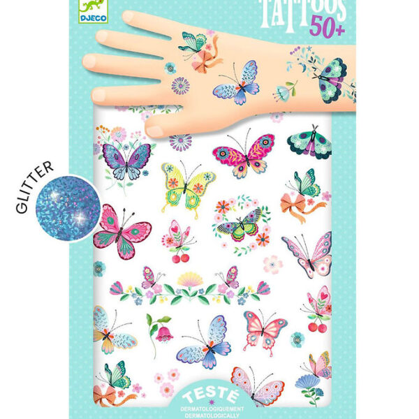 Djeco Tatoveringer - Dream Butterflies - 50+ Tatoveringer