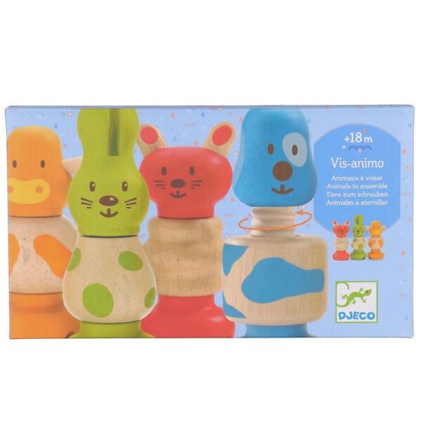 Djeco Trælegetøj - 4 stk. - Skrue Sammen-Dyr