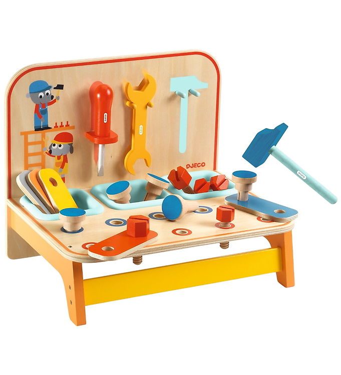 Djeco Værktøjsbænk - Træ - Bricotoo - 22 Dele