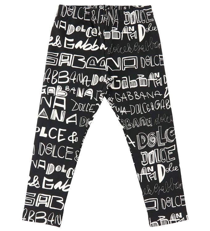 Dolce & Gabbana Leggings - DG Next - Sort m. AOP Logo Dolce & Gabbana Leggings - DG Next - Sort m. AOP Logo