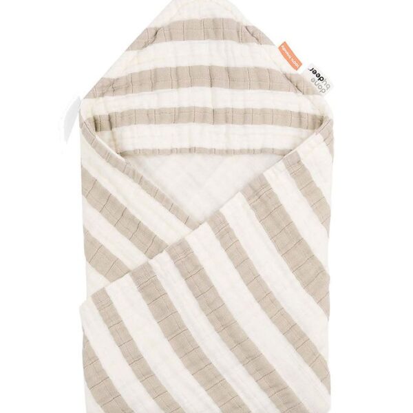 Done By Deer Babyhåndklæde - 70x70 cm - Stripes Sand