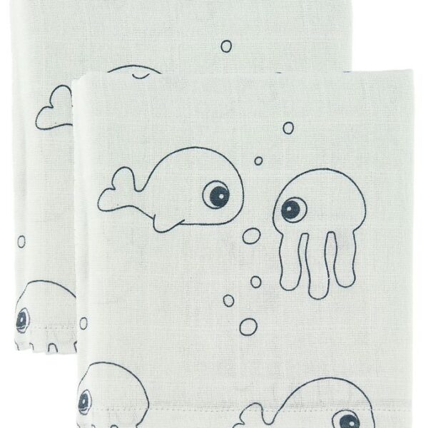 Done By Deer Babysvøb - 120x120 - 2 stk - Sea Friends - Blå