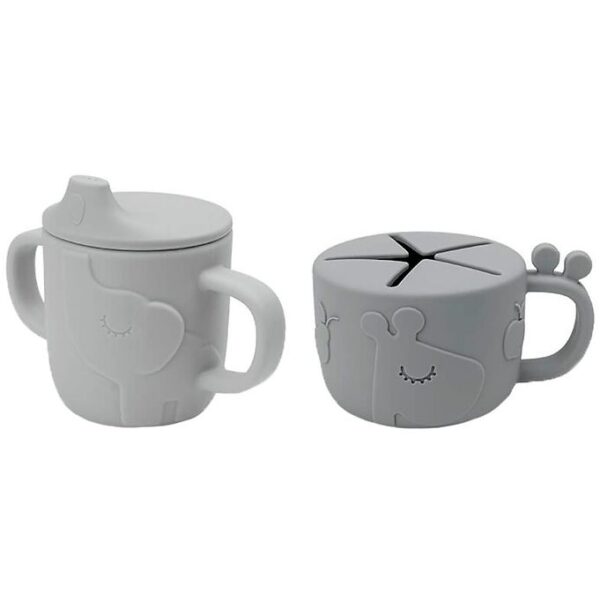 Done By Deer Drikke- og Snackkop - 2-Pak - Peekaboo - Grå