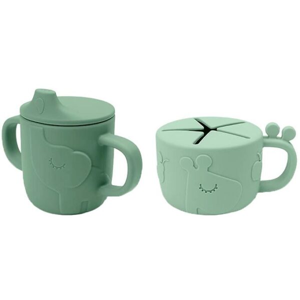 Done By Deer Drikke- og Snackkop - 2-Pak - Peekaboo - Grøn