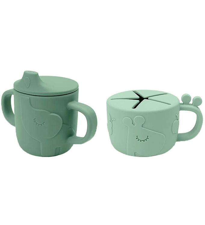 Done By Deer Drikke- og Snackkop - 2-Pak - Peekaboo - Grøn