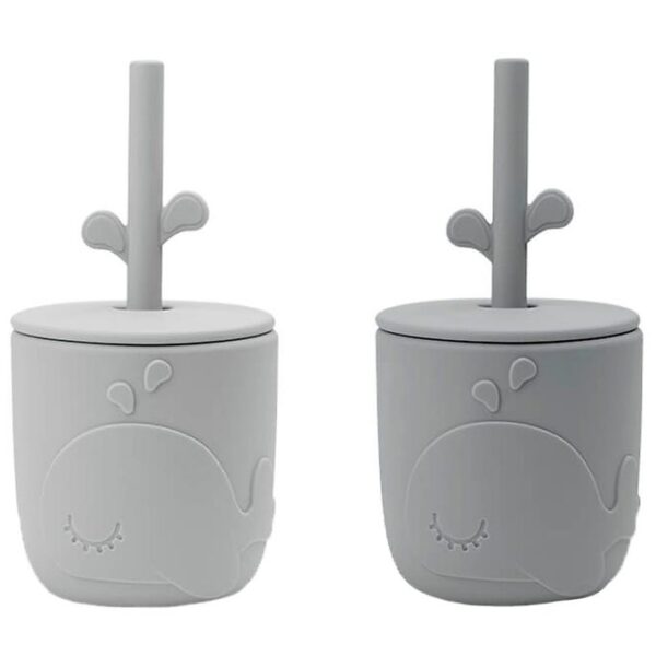 Done By Deer Kop m. Sugerør - 2-Pak - Peekaboo - Grå