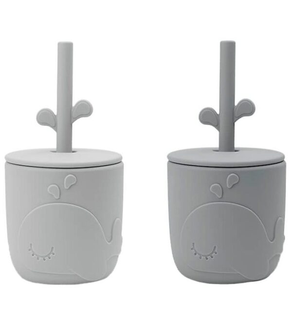 Done By Deer Kop m. Sugerør - 2-Pak - Peekaboo - Grå