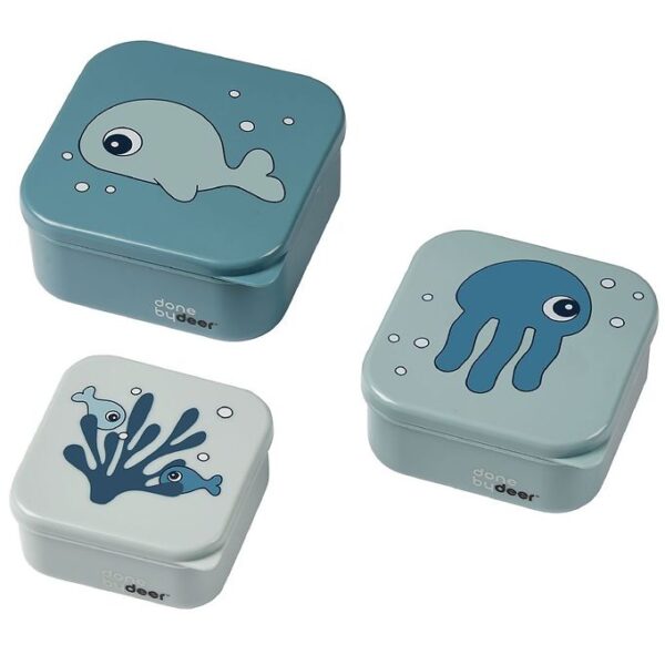 Done By Deer Snackbox - Sea Friends - 3-pak - Blå