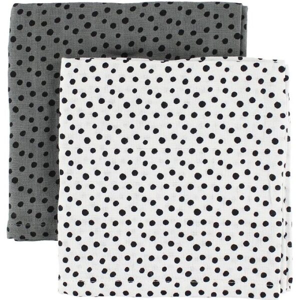 Done By Deer Stofble - 2-pak - 70x70 - Grå/Hvid m. Prikker