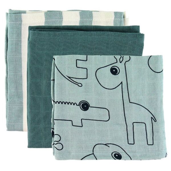 Done By Deer Stofbleer - 3-pak - 70x70 cm - Deer Friends Blue