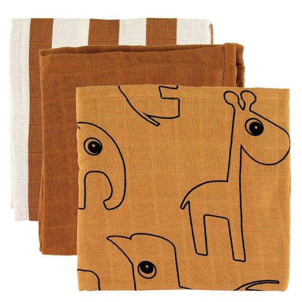 Done By Deer Stofbleer - 3-pak - 70x70 cm - Deer Friends Mustard