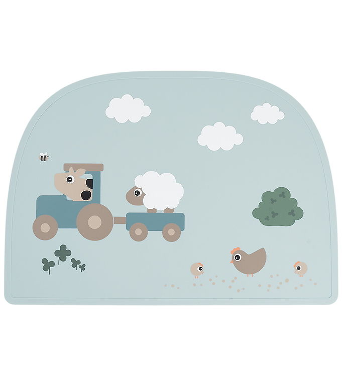 Done by Deer Dækkeserviet - Silikone - Tiny Farm - Blå