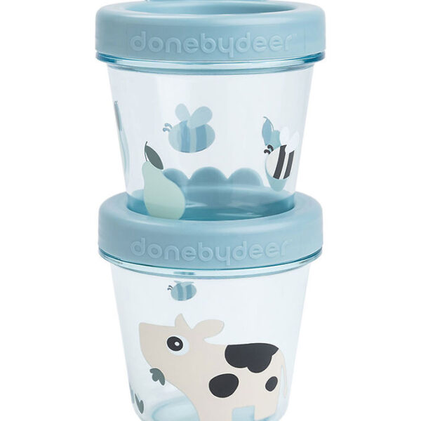 Done by Deer Madbeholdere - Tiny Farm - 2-pak - Blå Done by Deer Madbeholdere - Tiny Farm - 2-pak - Blå