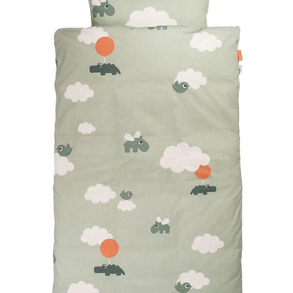 Done by Deer Sengetøj - Junior - Happy Clouds - Grøn