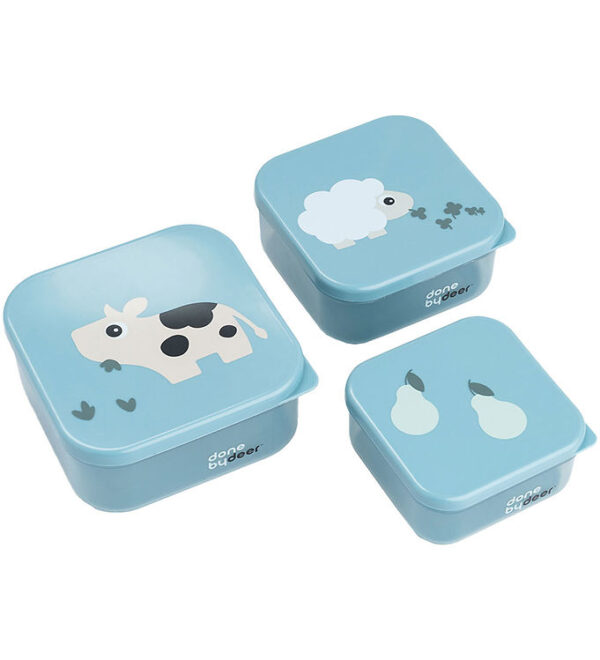 Done by Deer Snackbokse - Tiny Farm - 3-pak - Blå