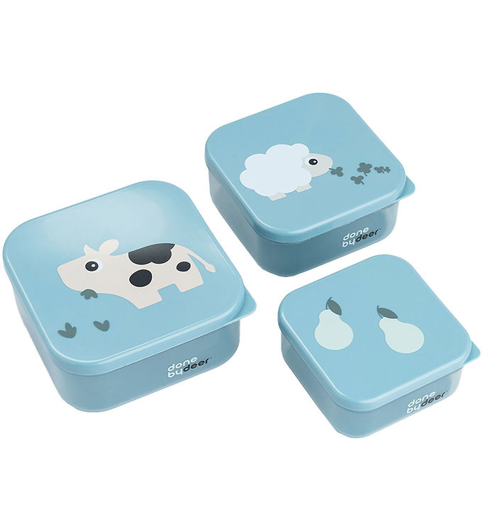 Done by Deer Snackbokse - Tiny Farm - 3-pak - Blå