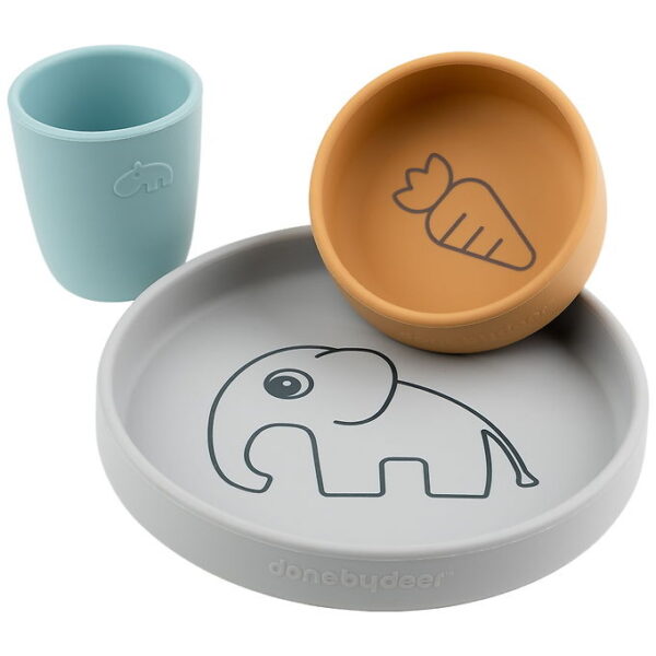 Done by Deer Spisesæt - 3 Dele - Elphee Grey/Mustard/Blue