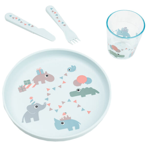 Done by Deer Spisesæt - 4 Dele - Celebration Blue