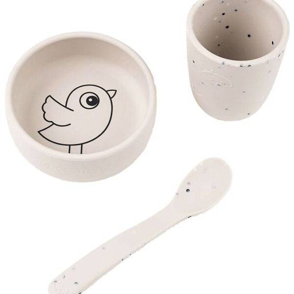 Done by Deer Spisesæt - Silikone - 3 dele - Birdiee Sand