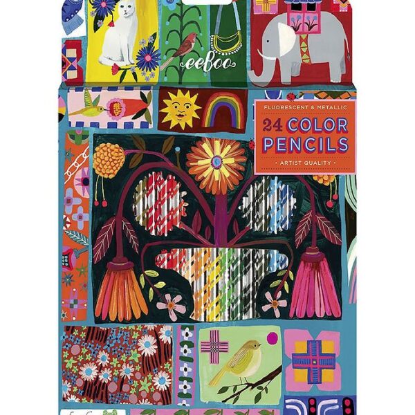 Eeboo Farveblyanter - 24 Stk. - Neon/Metal - Dutch Quilt Sampler Eeboo Farveblyanter - 24 Stk. - Neon/Metal - Dutch Quilt Sampler