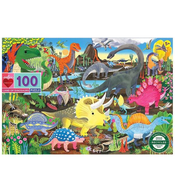 Eeboo Puslespil - 100 Brikker - Dinoland Eeboo Puslespil - 100 Brikker - Dinoland