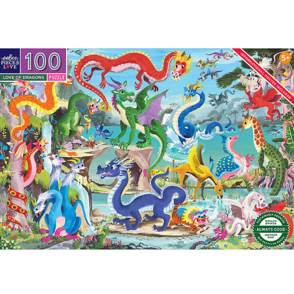 Eeboo Puslespil - 100 Brikker - Dragernes Verden