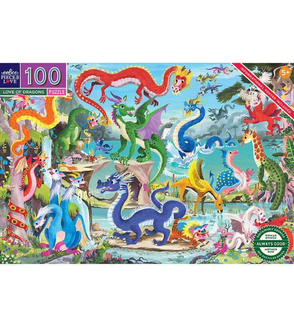 Eeboo Puslespil - 100 Brikker - Dragernes Verden